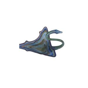 Murano style blue green blown art glass Swan Bowl